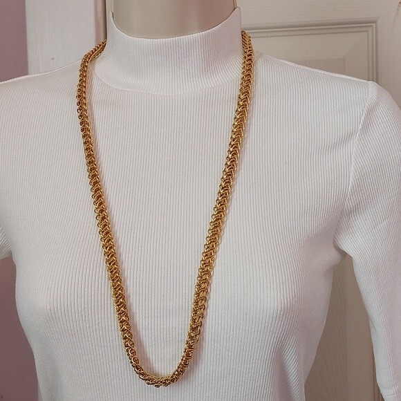 Vintage Jewelry - Untested Gold Tone Chunky Treble Chain Necklace Versatile Belt Bracelet